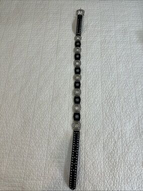 Y2K Belt Black Studded Western-Inspired Belt Silver Rhinestones